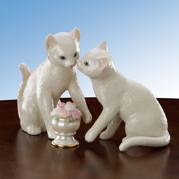 Flowers for My Sweetheart 3-piece Cat Sculpture