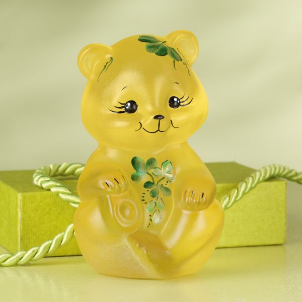 Fenton Buttercup Little Irish Bear Art Glass Figurine by Lenox