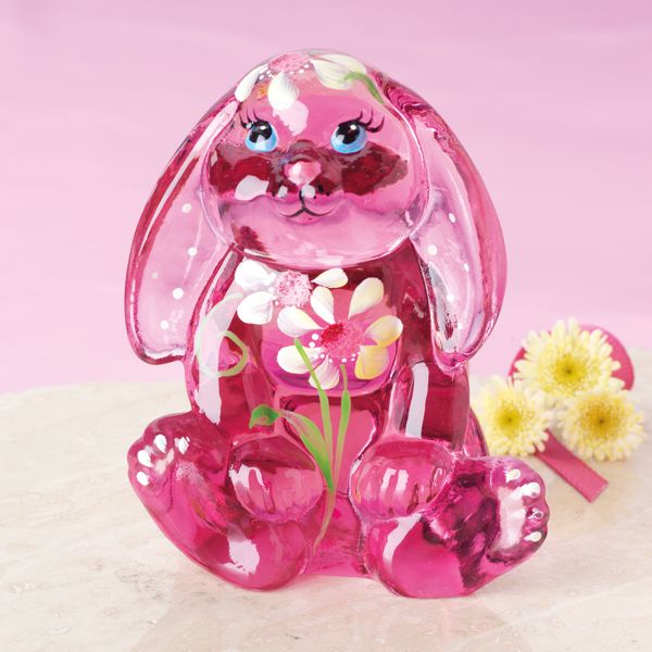 Fenton Meadow Little Pink Bunny Art Glass Figurine by Lenox