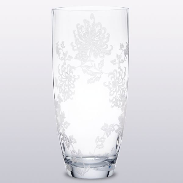Marchesa Painted Camellia Frosted Crystal Vase