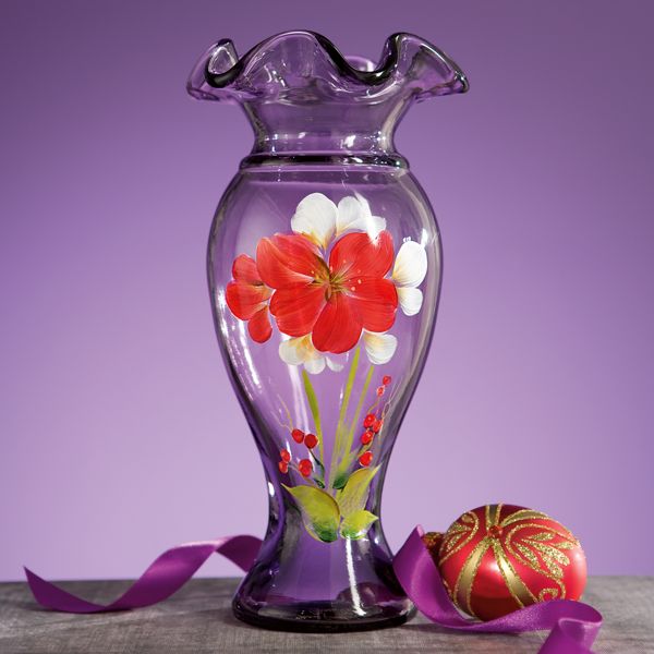 Fenton Violet Vase with Amaryllis