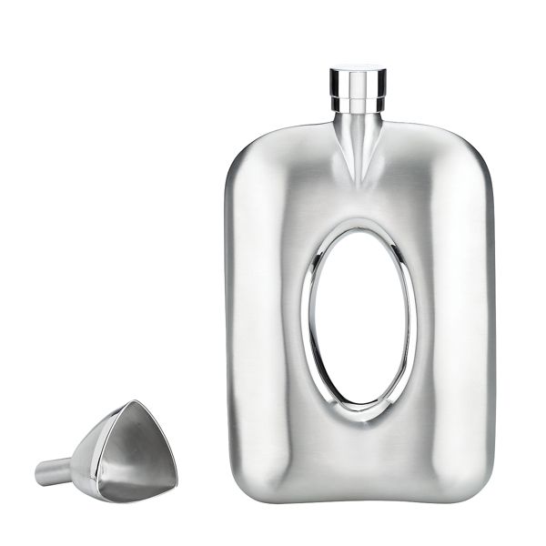 Stainless Rectangular Open Flask with Funnel