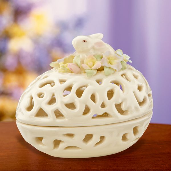 Pierced Bunny Egg Box Figurine by Lenox