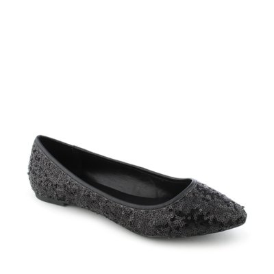 black sequin flat shoes