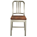 Navy Chair with Wood Seat