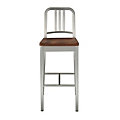 Navy Counter Stool with Wood Seat