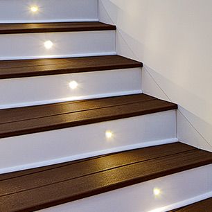Trex DeckLighting stair riser lights improve way finding while enhancing the deck design