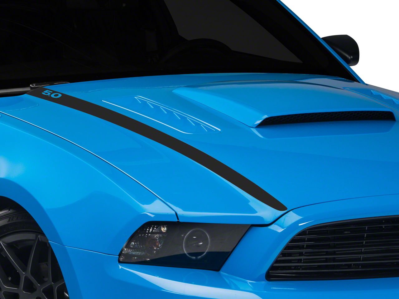 Matte Black Hood Accent Decal - 5.0 Lettering (13-14 All)