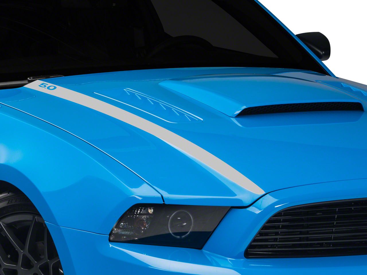 Silver Hood Accent Decal - 5.0 Lettering (13-14 All)