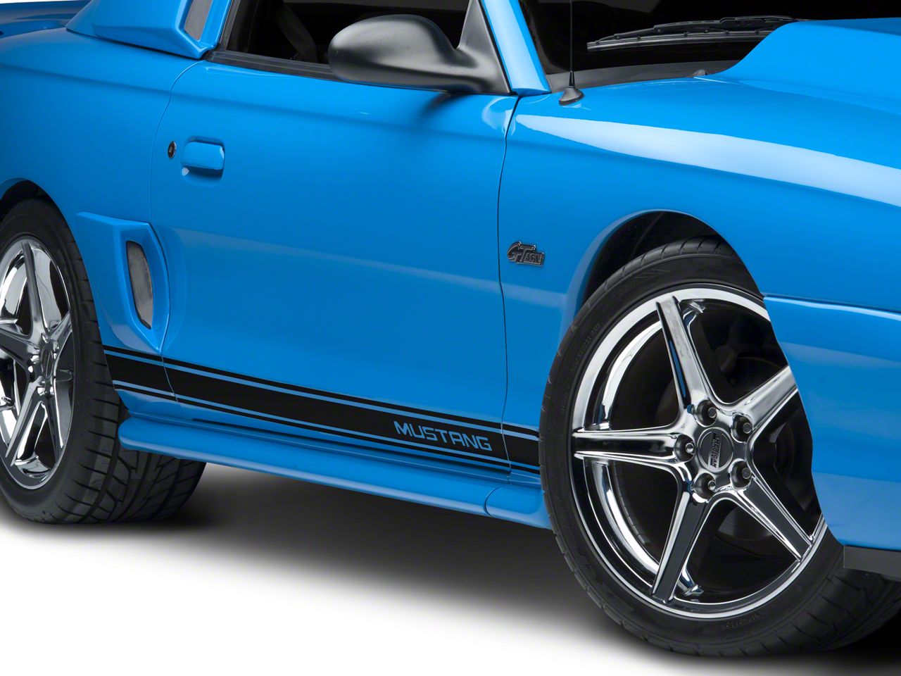 Black Rocker Stripes w/ Mustang Lettering (79-14 All)