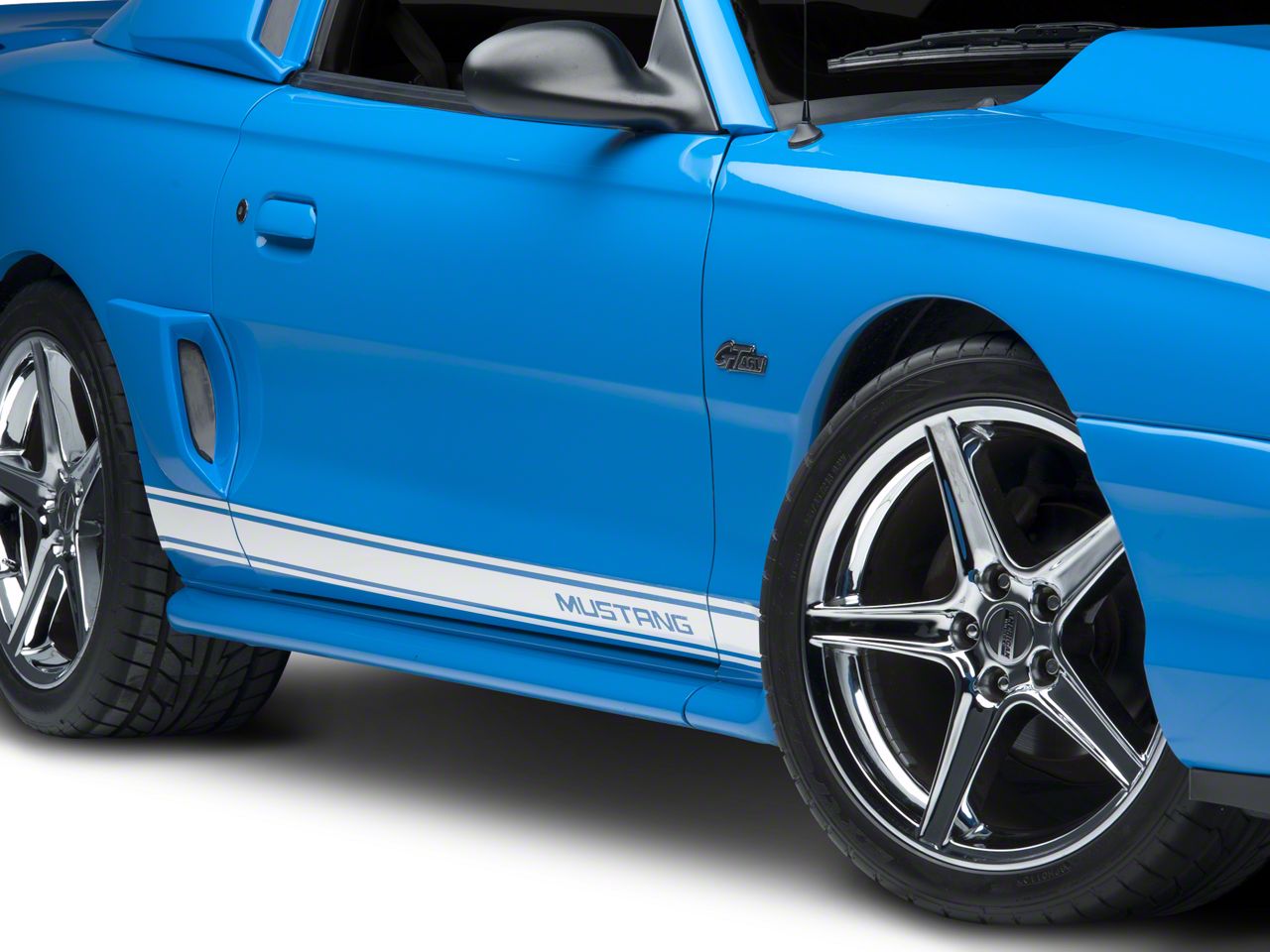 White Rocker Stripes w/ Mustang Lettering (79-14 All)
