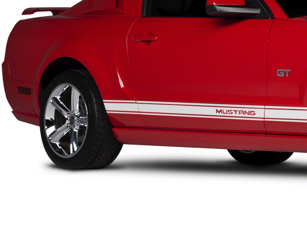 White Rocker Stripes w/ Mustang Lettering (05-14 All)
