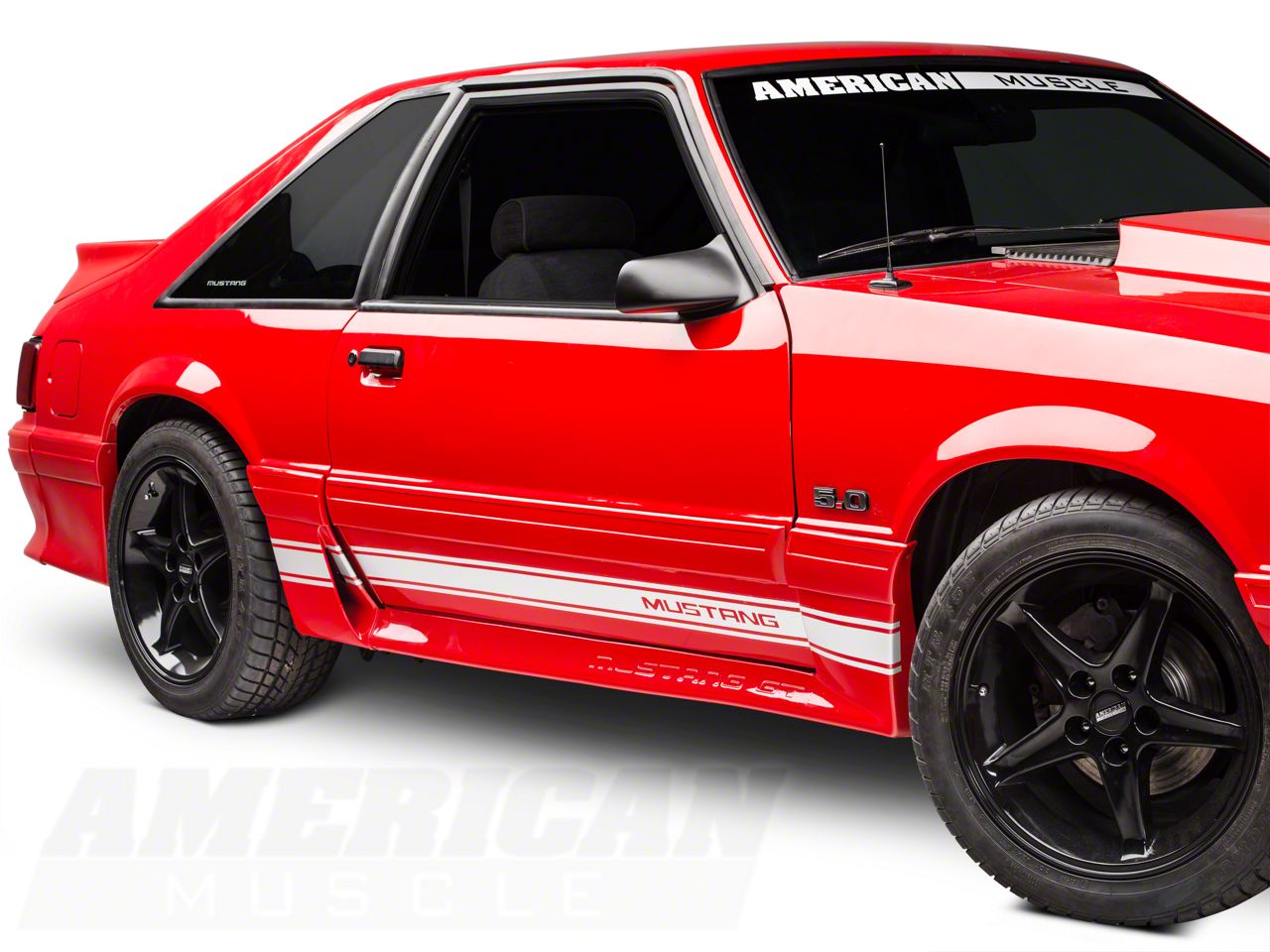 White Rocker Stripes w/ Mustang Lettering (79-93 All)