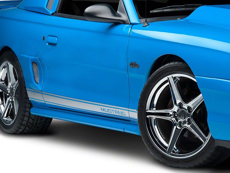 Silver Rocker Stripes w/ Mustang Lettering (79-14 All)