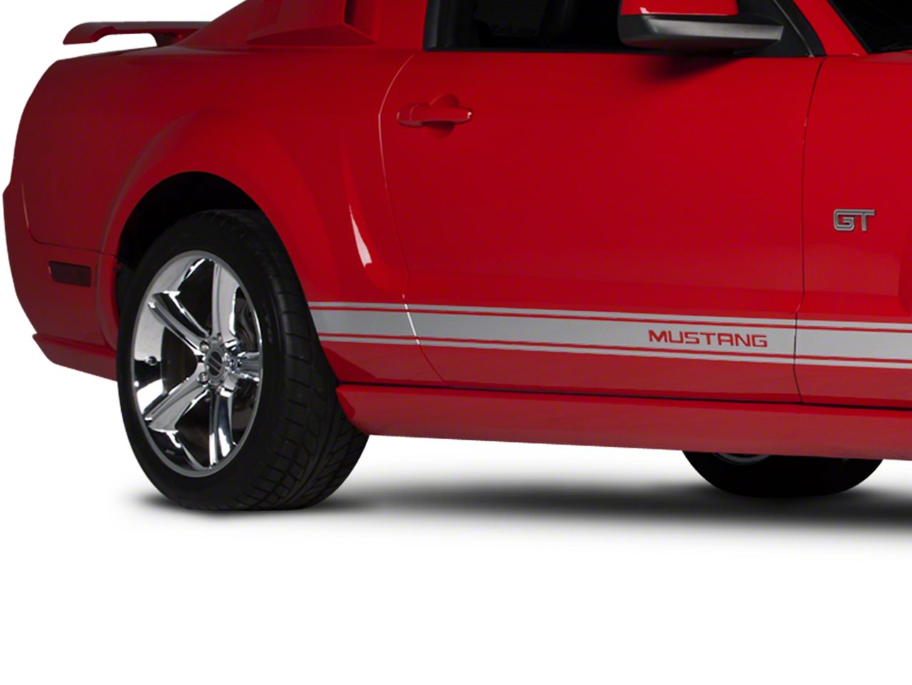 Silver Rocker Stripes w/ Mustang Lettering (05-14 All)
