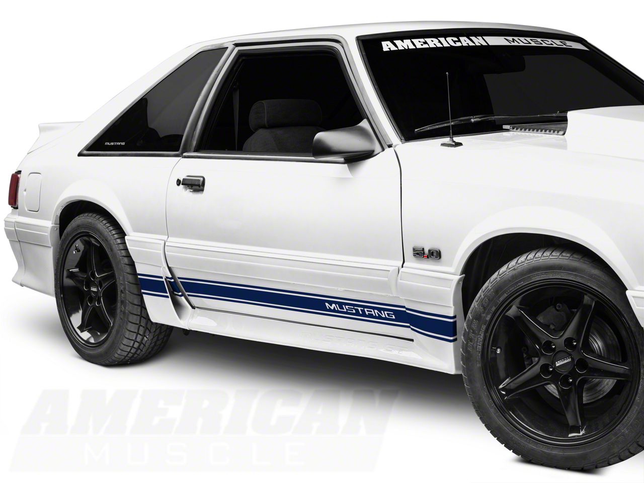 Blue Rocker Stripes w/ Mustang Lettering (79-93 All)