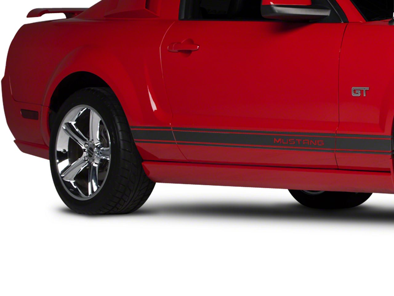 Matte Black Rocker Stripes w/ Mustang Lettering (05-14 All)
