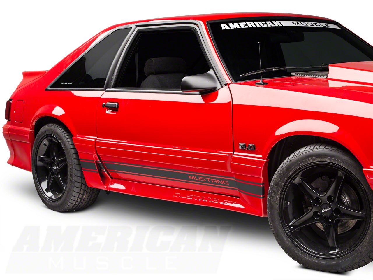 Matte Black Rocker Stripes w/ Mustang Lettering (79-93 All)