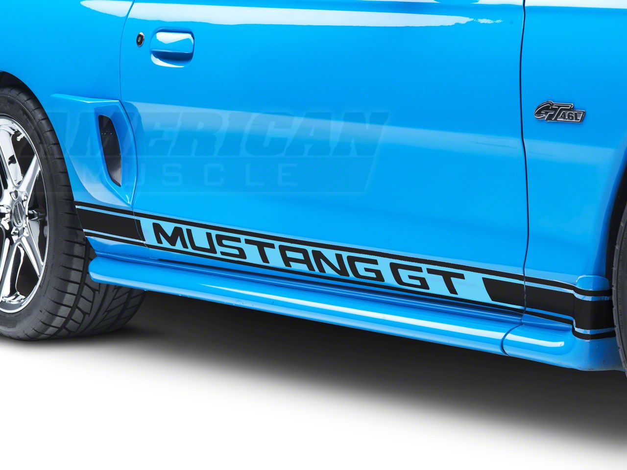 Black Rocker Stripes w/ Mustang GT Lettering (79-14 All)