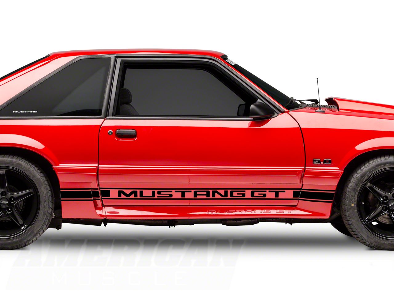 Black Rocker Stripes w/ Mustang GT Lettering (79-93 All)