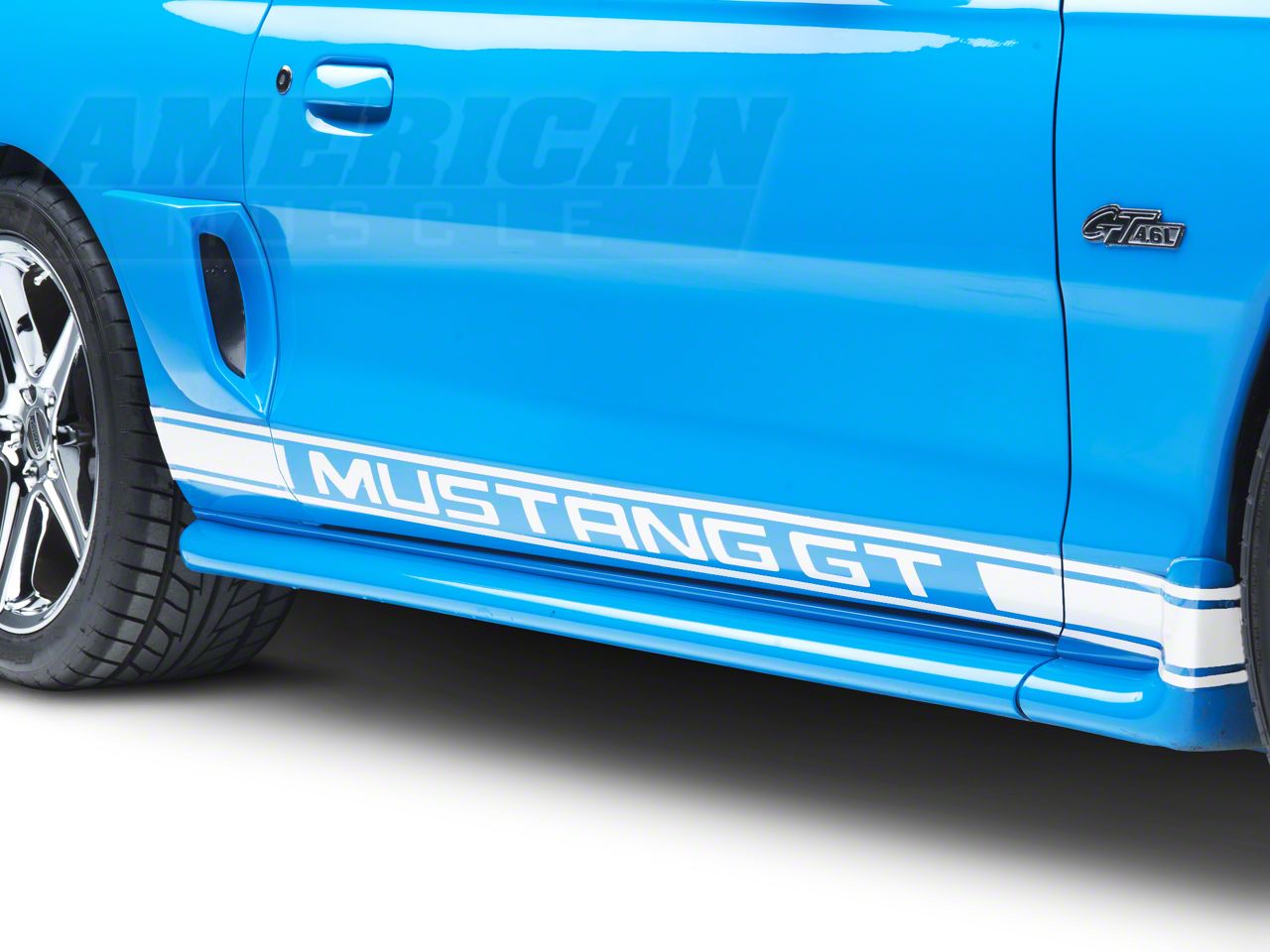 White Rocker Stripes w/ Mustang GT Lettering (79-14 All)