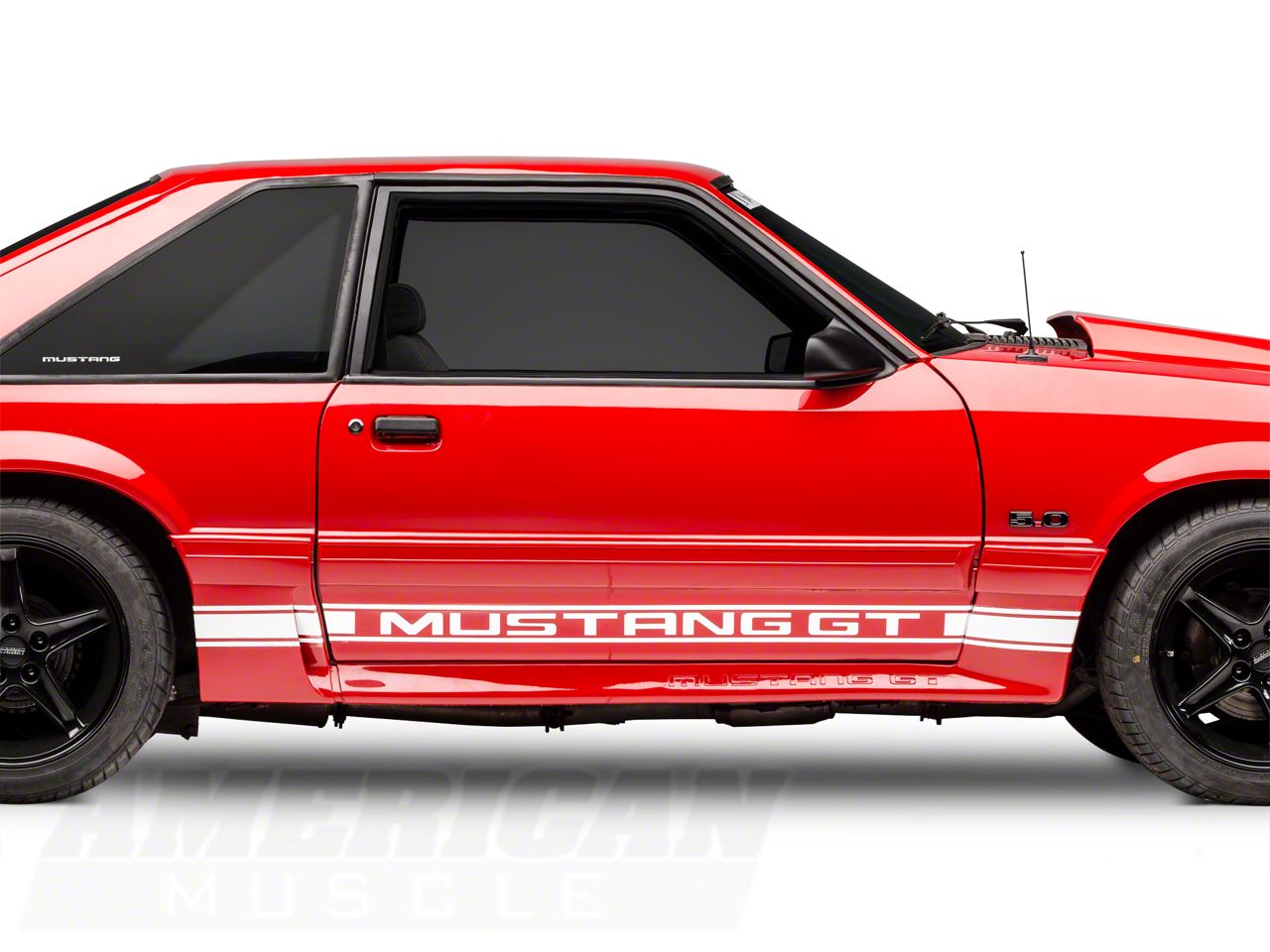 White Rocker Stripes w/ Mustang GT Lettering (79-93 All)