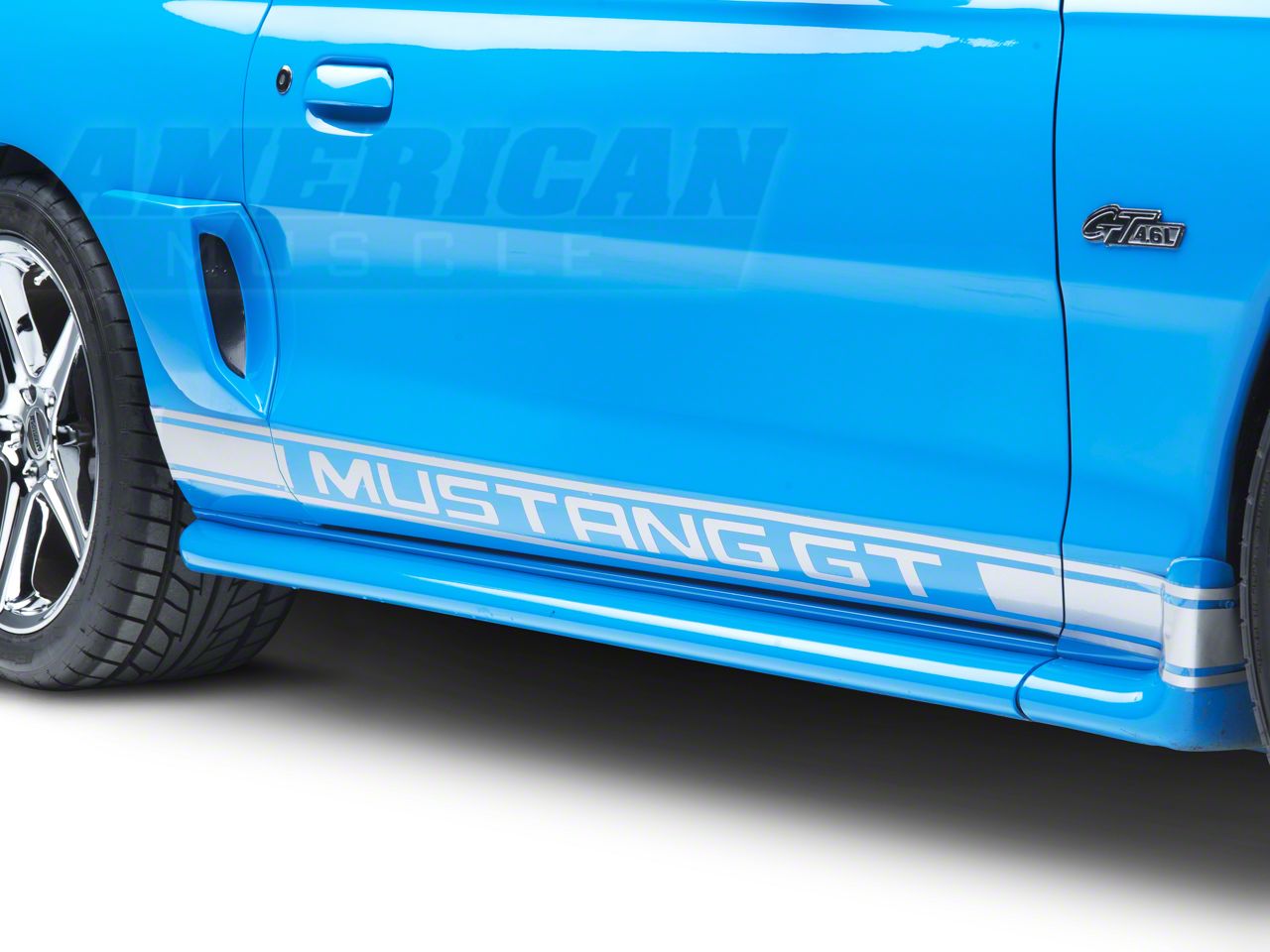 Silver Rocker Stripes w/ Mustang GT Lettering (79-14 All)