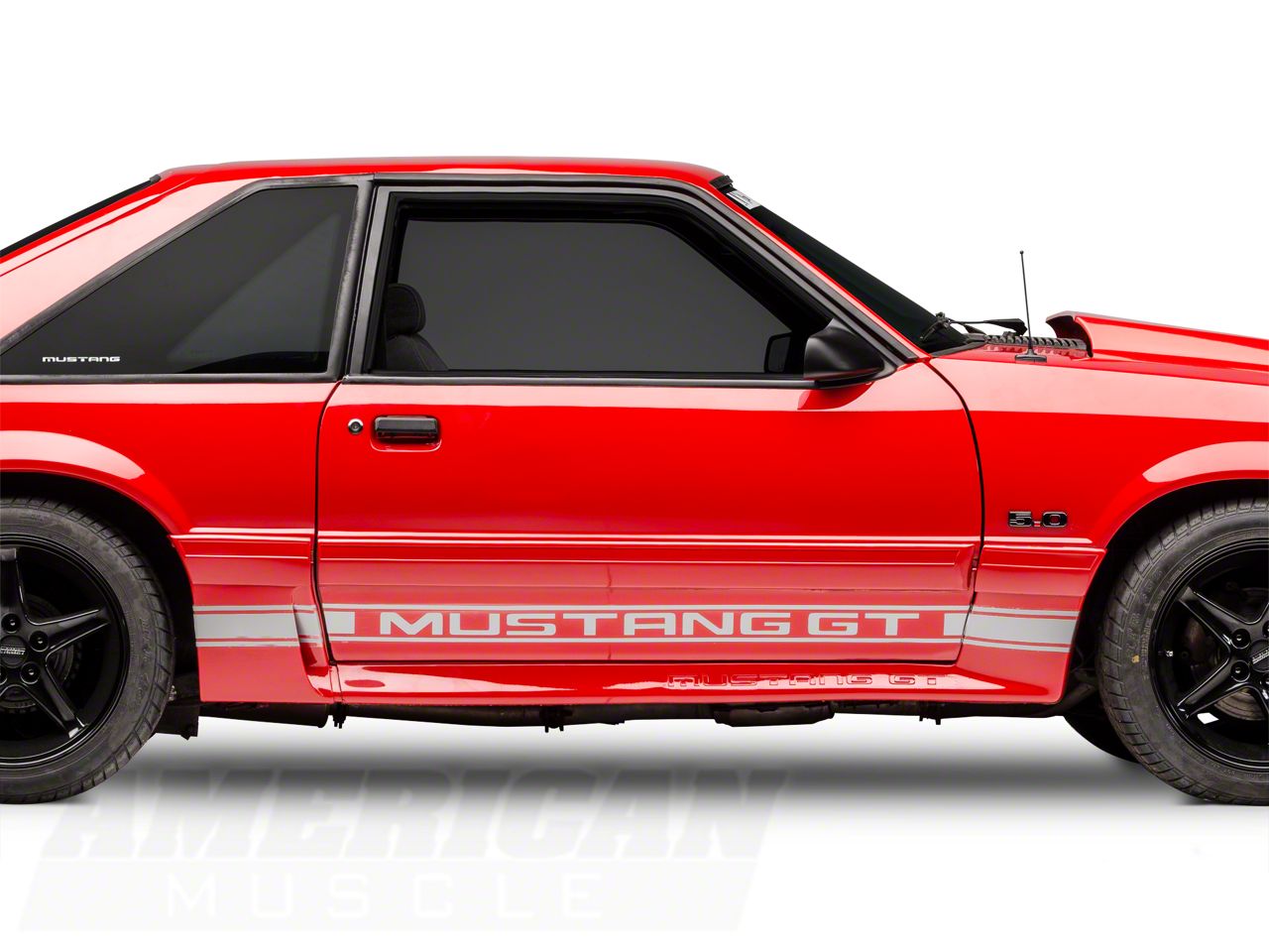 Silver Rocker Stripes w/ Mustang GT Lettering (79-93 All)