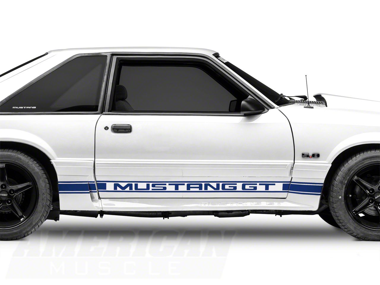 Blue Rocker Stripes w/ Mustang GT Lettering (79-93 All)