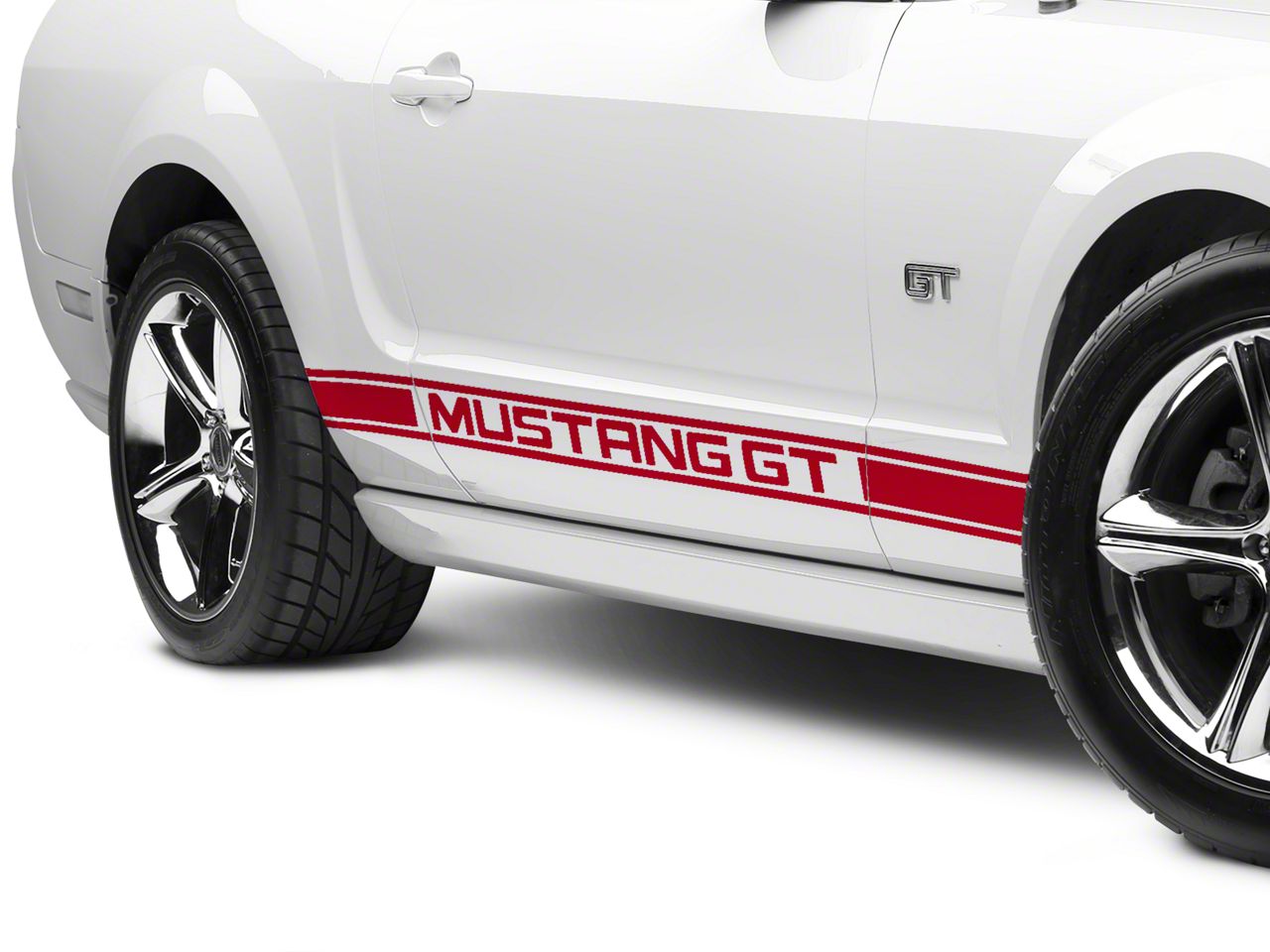 Red Rocker Stripes w/ Mustang GT Lettering (05-14 All)