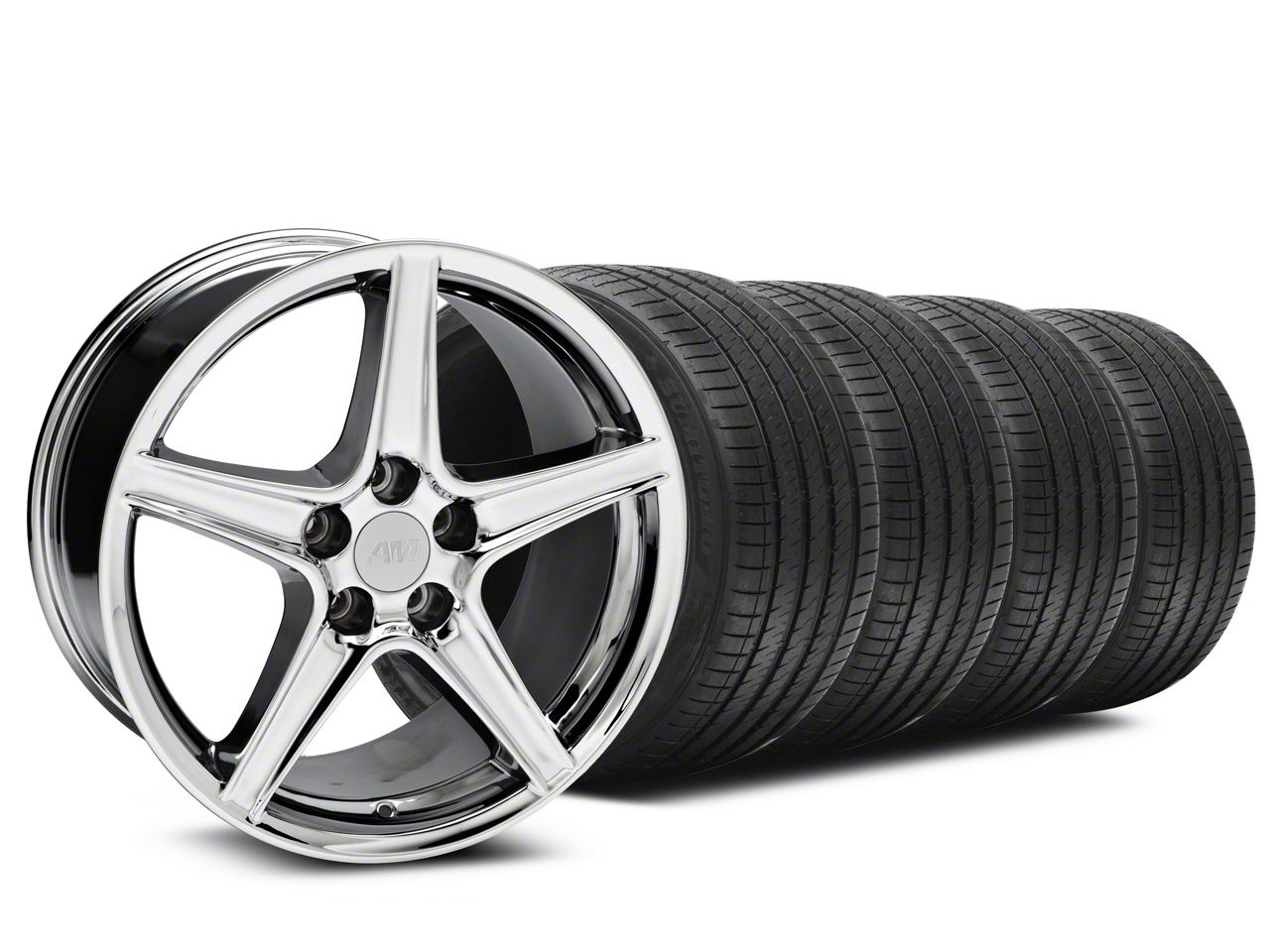 Chrome Saleen Style Wheel & Sumitomo Tire Kit - 18x9 (99-04)