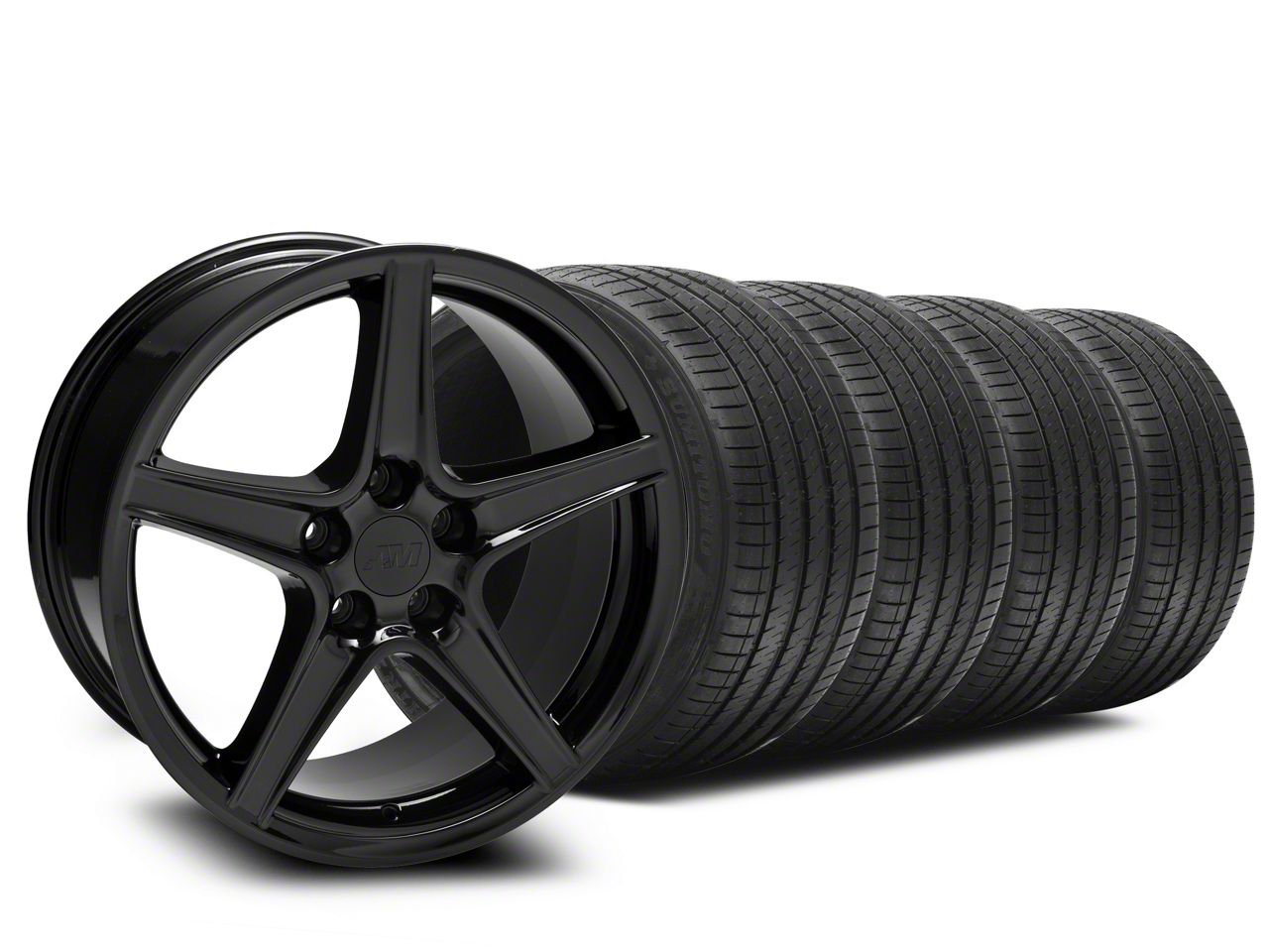 Black Saleen Style Wheel & Sumitomo Tire Kit - 18x9 (99-04)