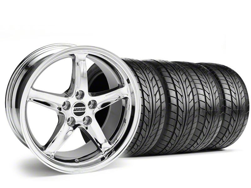 Staggered Chrome 1995 Style Cobra R Wheel & NITTO Tire Kit - 17x9/10.5 (94-98 All)
