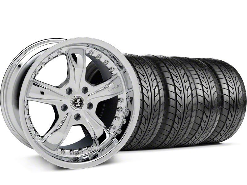Staggered Chrome Shelby Razor Wheel & NITTO Tire Kit - 18x9/10 (05-13)