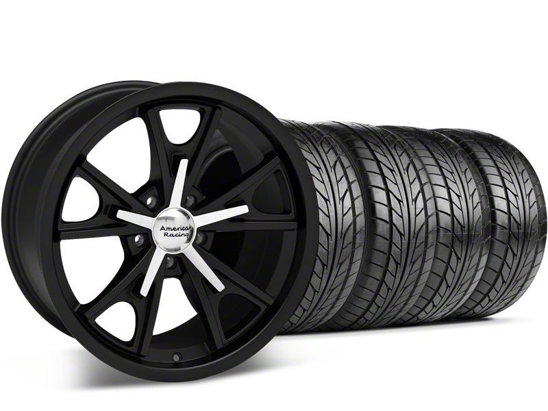 Staggered Matte American Racing Black Daytona Wheel & NITTO Tire Kit - 20x8.5/9.5 (05-14 GT, V6)
