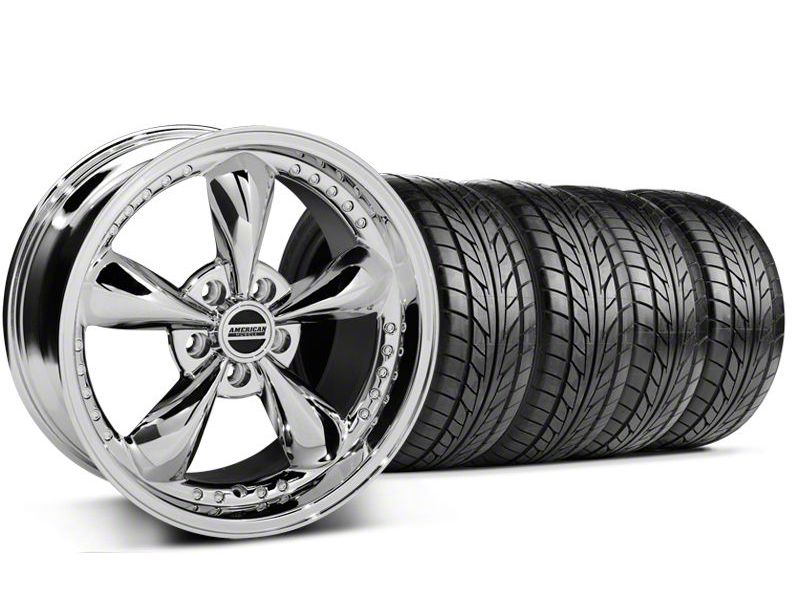 Staggered Chrome Bullitt Motorsport Wheel & NITTO Tire Kit - 18x9/10 (05-14 All)