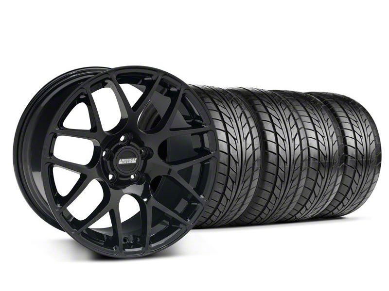 Staggered Black AMR Wheel & NITTO Tire Kit - 18x9/10 (05-14 All)