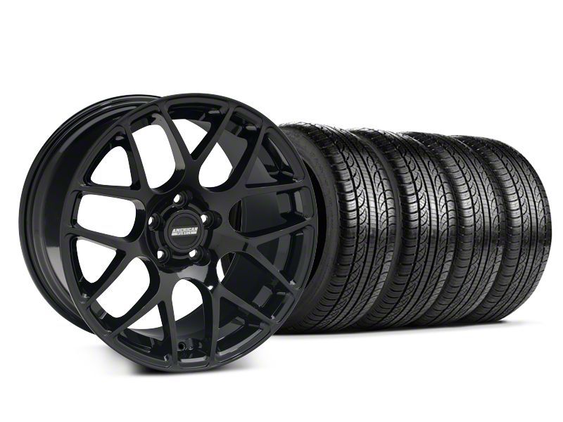 Staggered Black AMR Wheel & Pirelli Tire Kit - 19x8.5/10 (05-14 All)