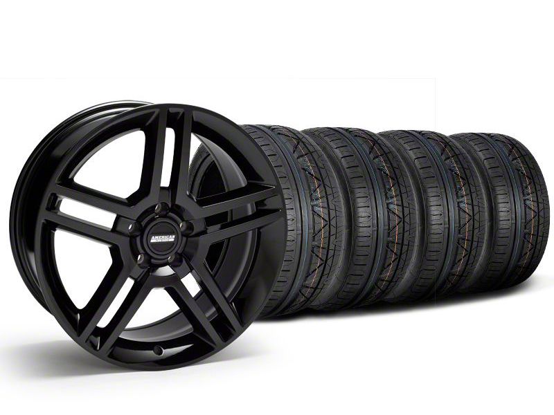 Staggered Black 2010 Style GT500 Wheel & NITTO Invo Tire Kit - 19x8.5/10 (05-14 All)