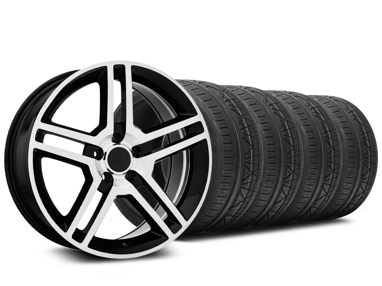 Black Machined 2010 Style GT500 Wheel & NITTO Invo Tire Kit - 19x8.5 (05-14 All)