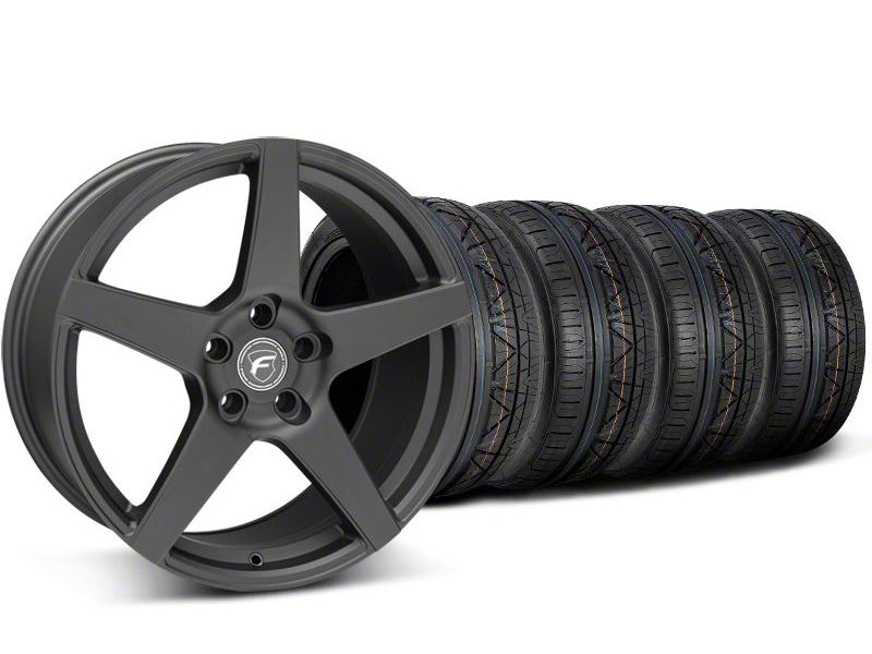 Staggered Matte Black Forgestar CF5 Wheel & Nitto Invo Tire Kit - 19x9/10 (05-14 All)
