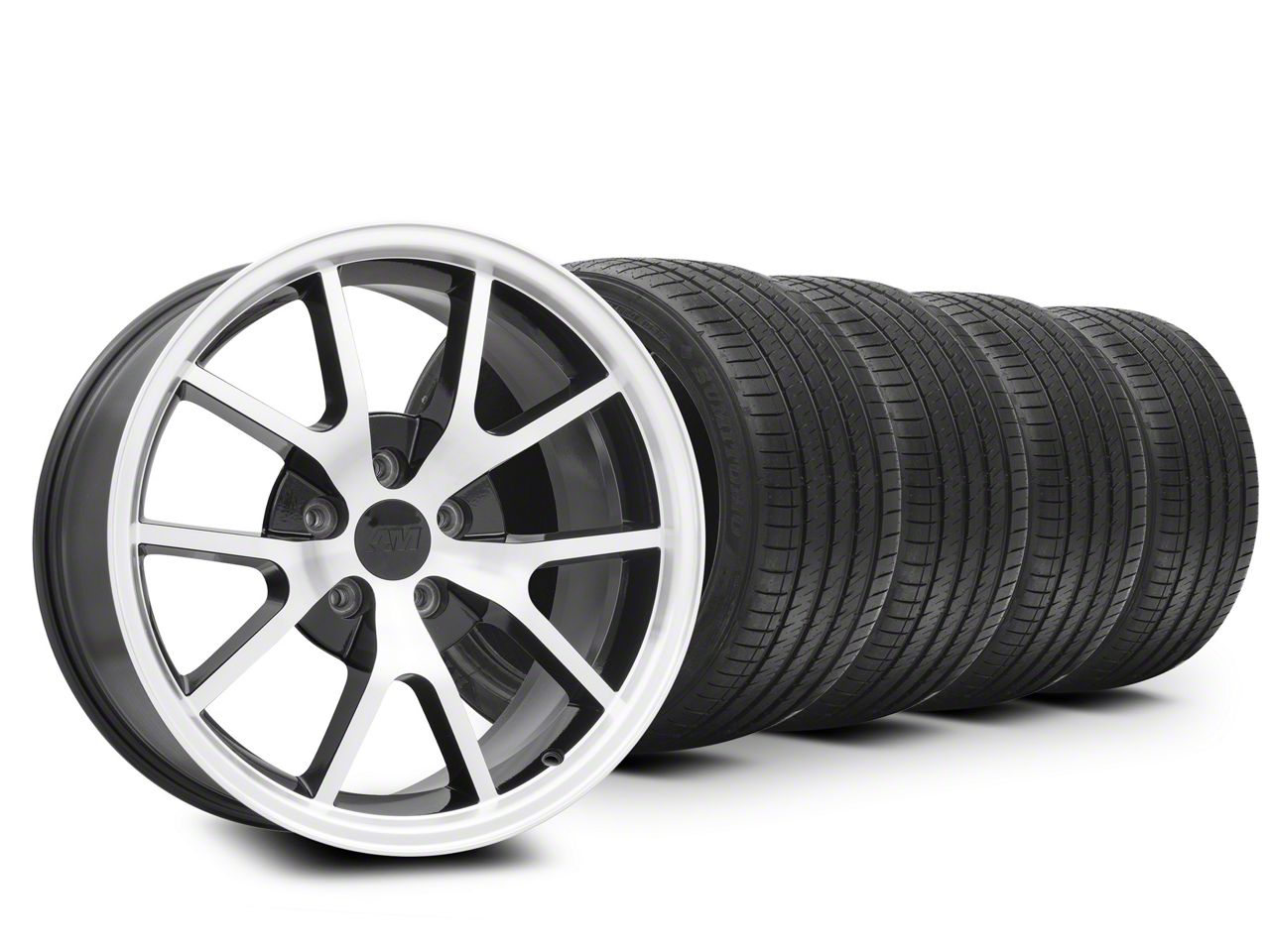 Black Machined FR500 Wheel & Sumitomo Tire Kit - 18x9 (05-14 All)