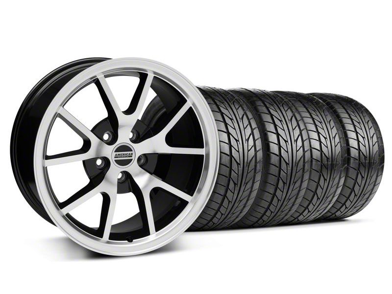 Staggered Black Machined FR500 Wheel & NITTO Tire Kit - 18x9/10 (99-04 All)