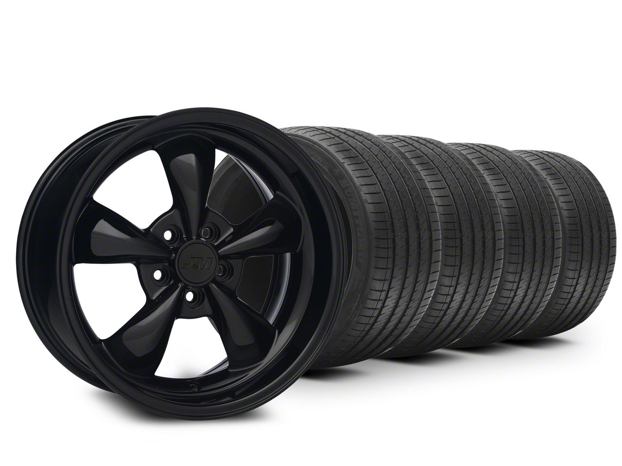 Solid Black Bullitt Wheel & Sumitomo Tire Kit 18x9 (05-10 GT; 05-14 V6)
