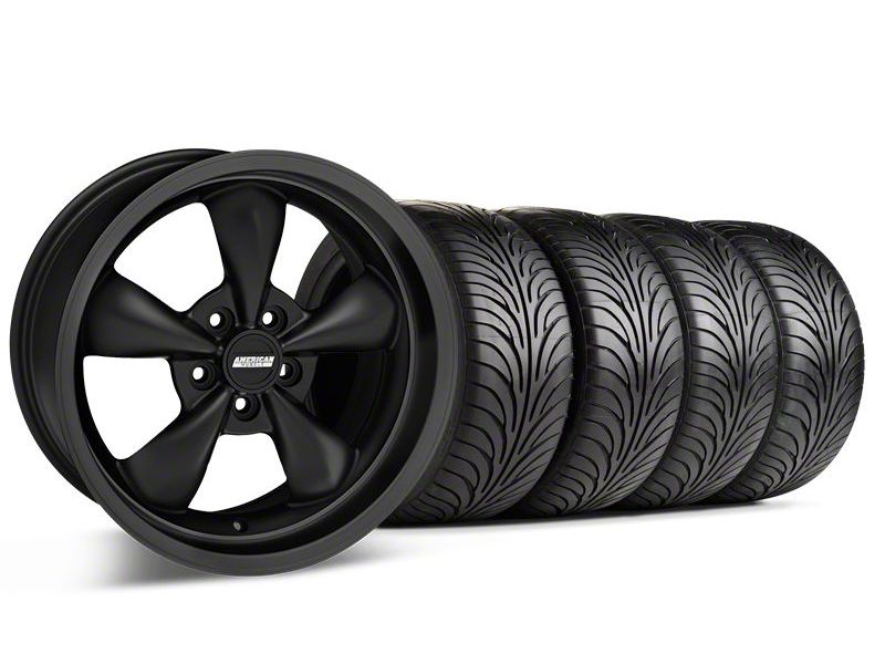 Solid Matte Black Bullitt Deep Dish Wheel & Sumitomo Tire Kit 18x9 (05-10 GT; 05-14 V6)