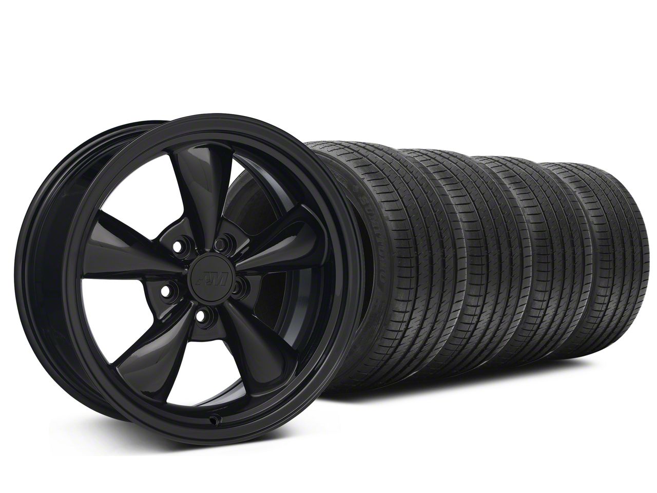 Solid Black Bullitt Wheel & Sumitomo Tire Kit 17x8 (94-04 All)
