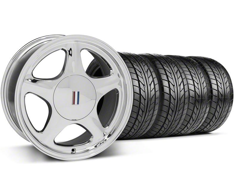 Chrome Pony Style Wheel & NITTO Tire Kit- 17x8 (87-93; Excludes 93 Cobra)