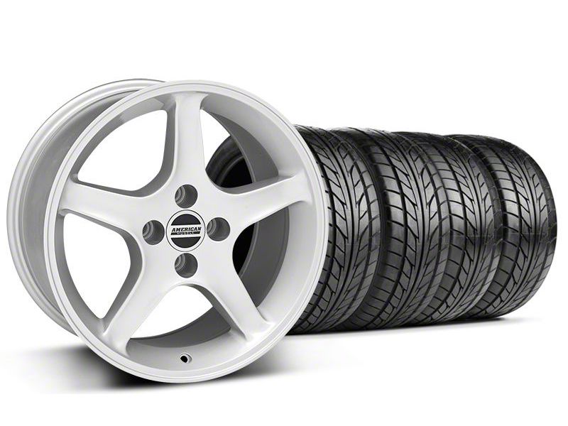 Silver 1995 Style Cobra R Wheel & NITTO Tire Kit - 17x9 (87-93; Excludes 93 Cobra)