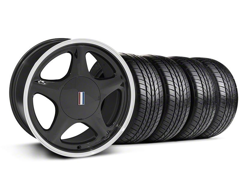 Black w/Machined Lip Pony Style Wheel & Sumitomo All Season Tire Kit- 17x9 (87-93; Excludes 93 Cobra)