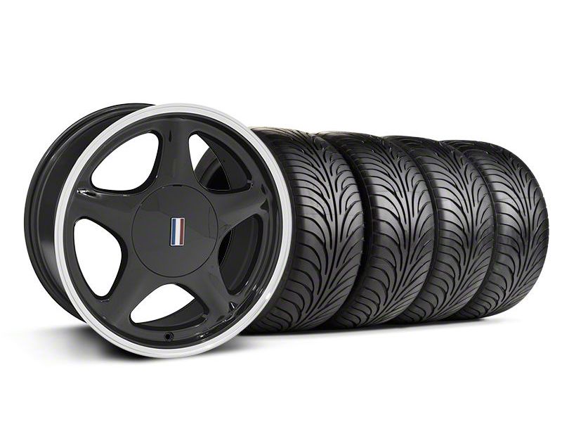 Black w/Machined Lip Pony Style Wheel & Sumitomo Tire Kit- 17x8 (87-93; Excludes 93 Cobra)
